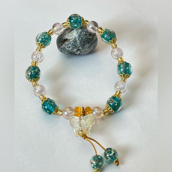Liuli Glass Bead Blessing Harmony Bracelet Glow In The Dark - Picture 1 of 5